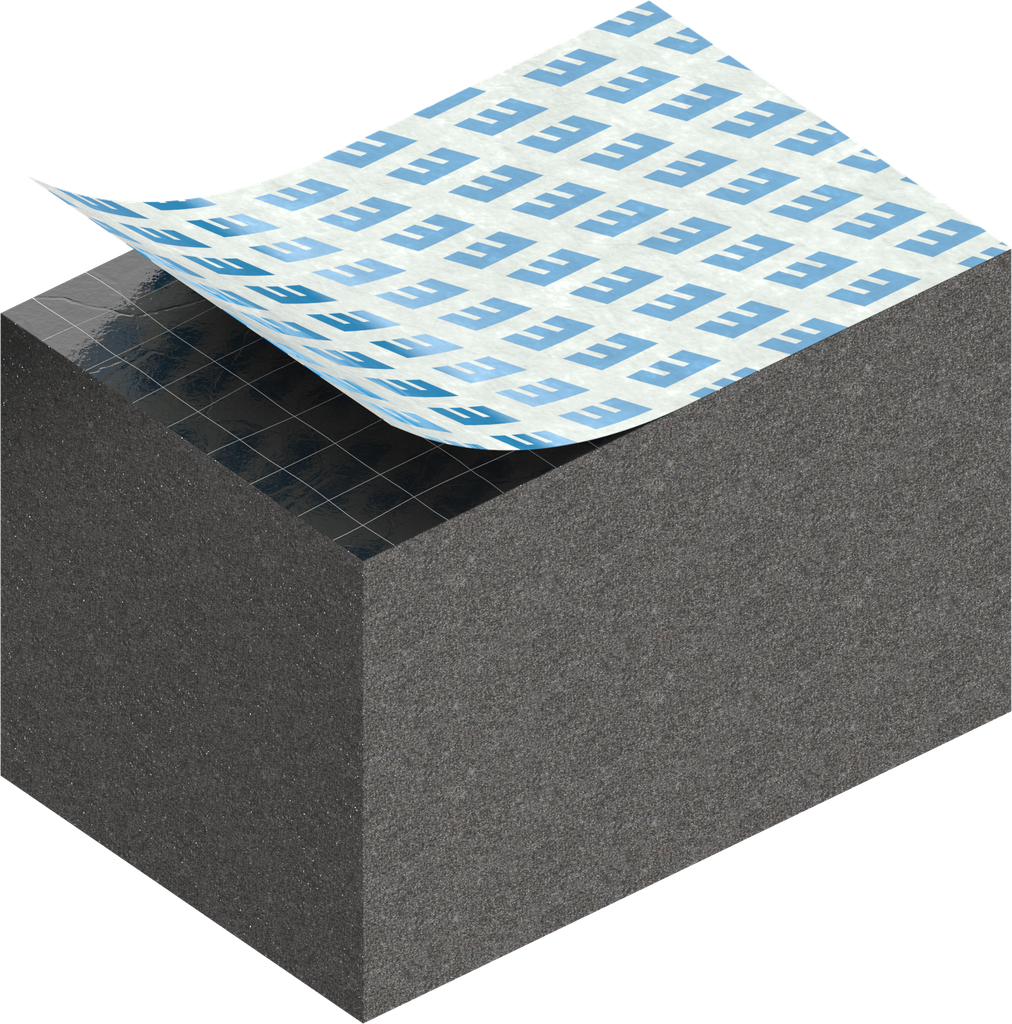 Cell sponge rubber 20 x 20 mm, EPDM black stretch eliminating and self-adhesive