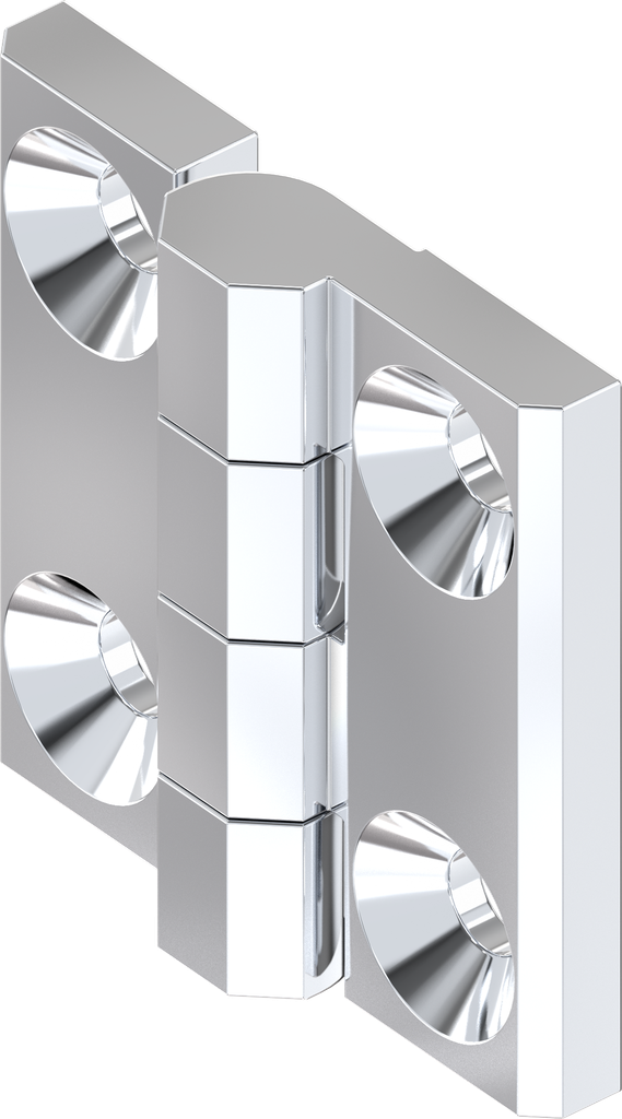 180° Hinge without hinge pin, Zinc die chrome-plated