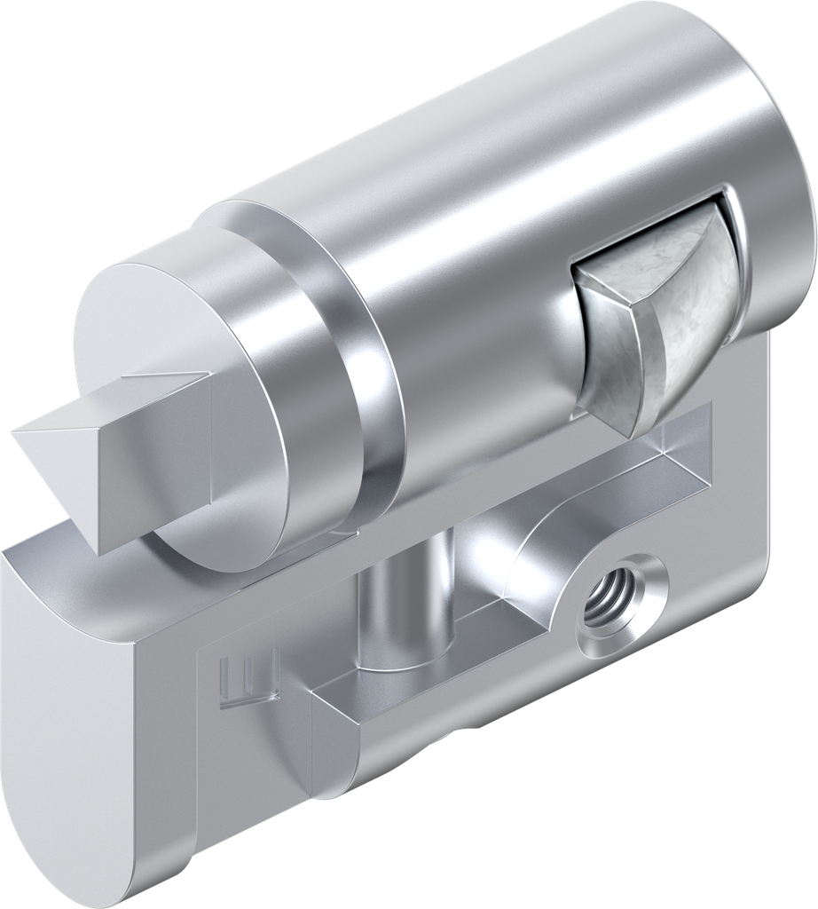 Profile half cylinder with insert triangular 6.5 CNOMO, Zinc die chrome-plated