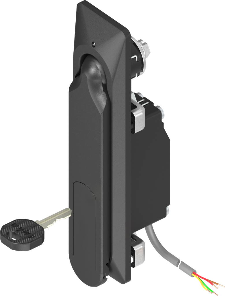 Swinghandle 1154 with electromagnetic release and emergency opening, keyed different, Zinc die black powder-coated