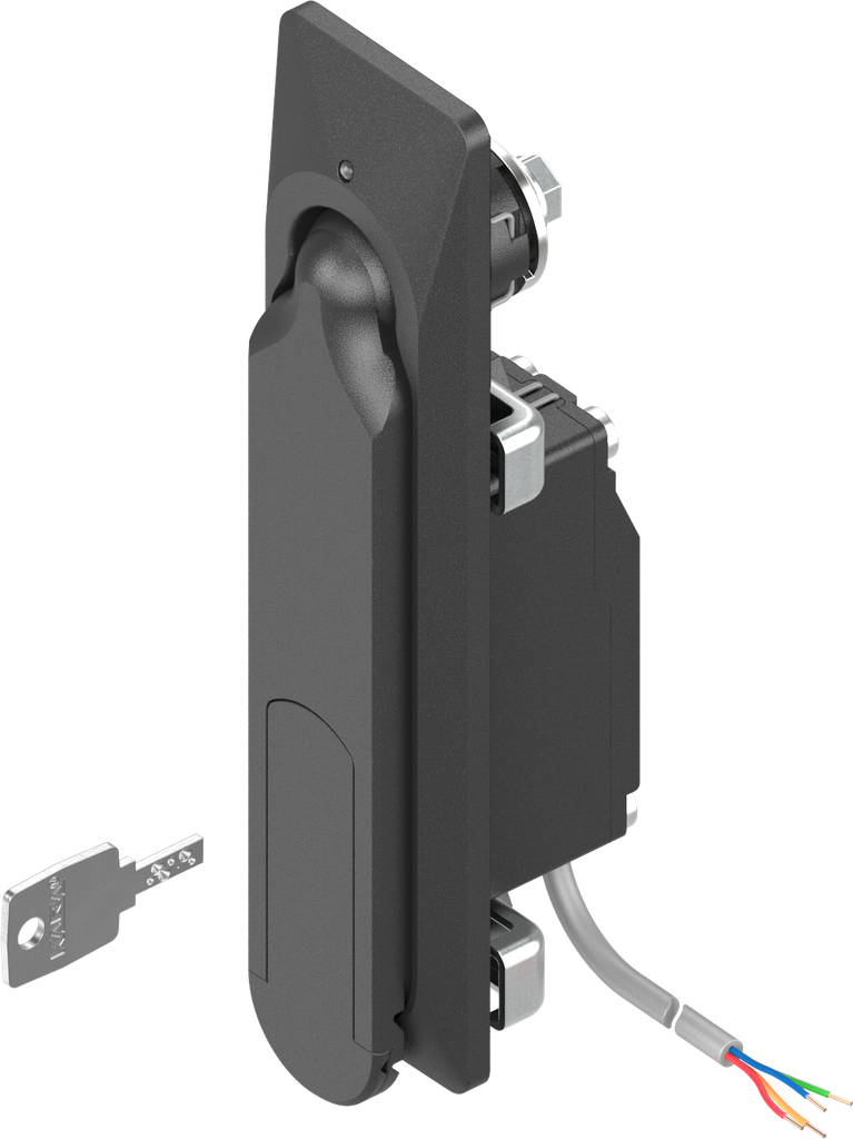 Swinghandle 1154 with electromagnetic release and emergency opening, keyed different, Zinc die black powder-coated