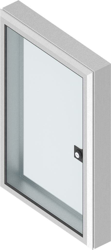 Aluminium window with 61 mm frame with cylinder quarter turn at the front, keyed EK 333, Aluminium anodized