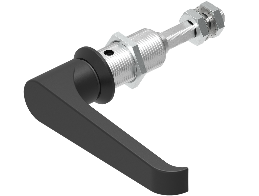 Compression latch with L-handle and adjustable cam height, non-keyed, Zinc die black powder-coated