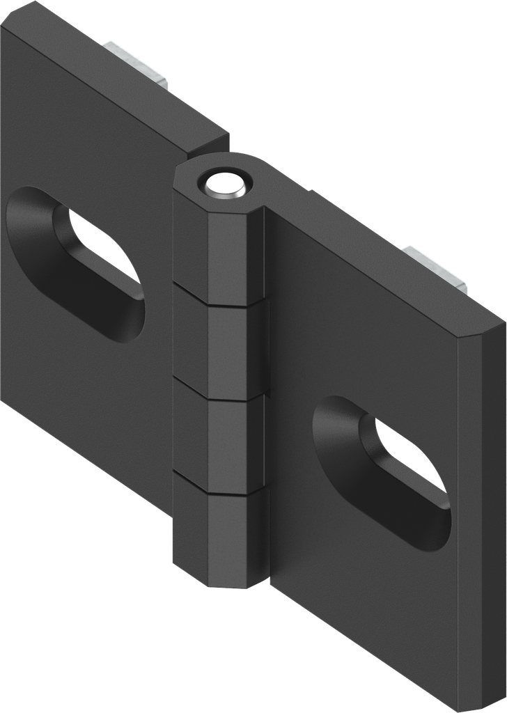 180° Profile rail hinge, Zinc die black powder-coated