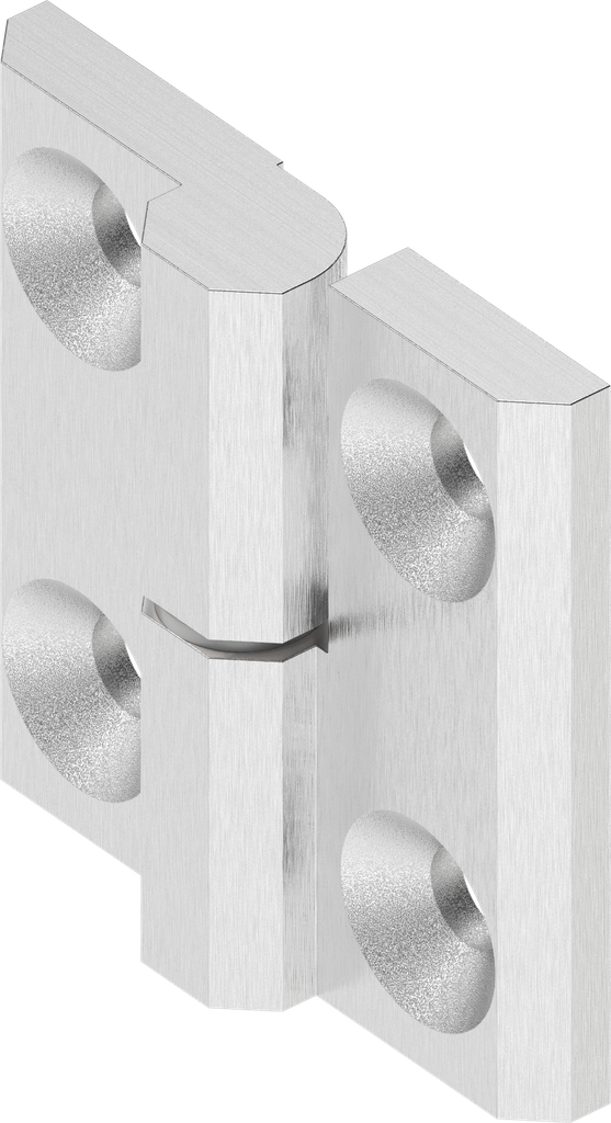 180° Hinge, right version, Stainless steel AISI 316 polished