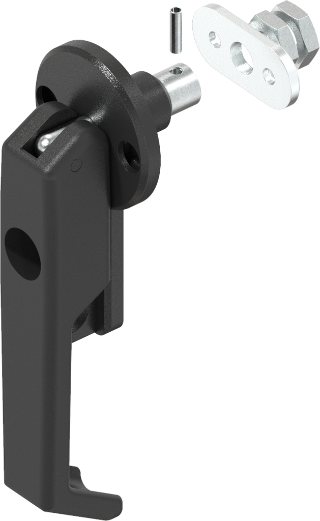 Compression latch for insert and for padlock, Zinc die and polyamide black