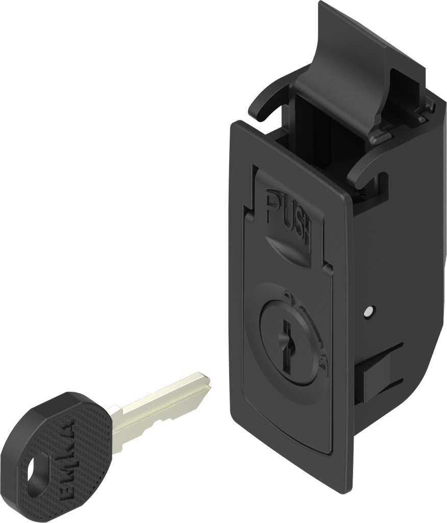 Side panel latch, keyed EK 333, Polyamide GF black