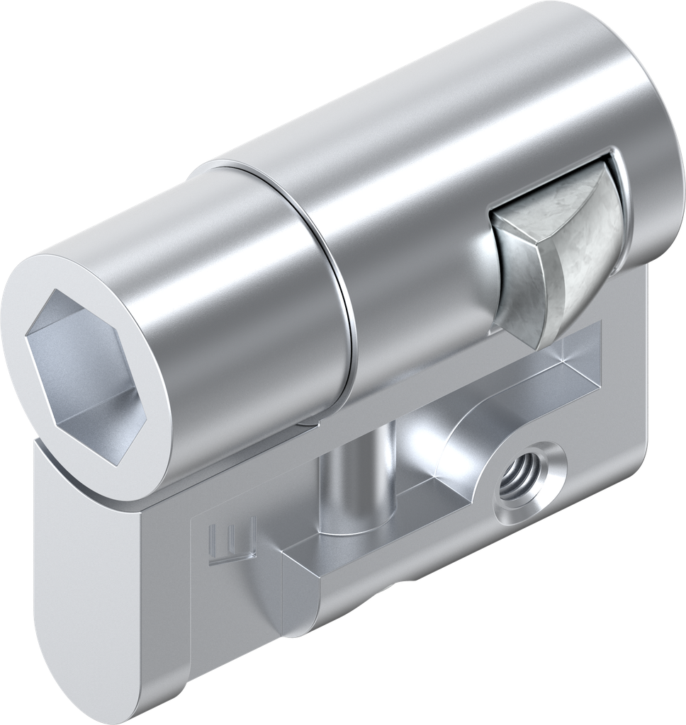 Profile half cylinder with insert hexagon female SW10, Zinc die chrome-plated