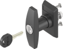 Escutcheon with T-handle, keyed EK 333, Polyamide black and zinc die black powder-coated