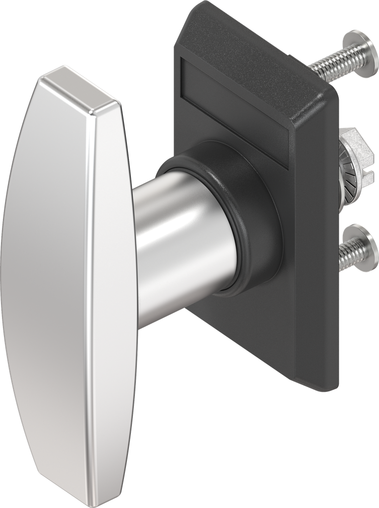 Escutcheon with T-handle, non-keyed, Stainless steel and polyamide black