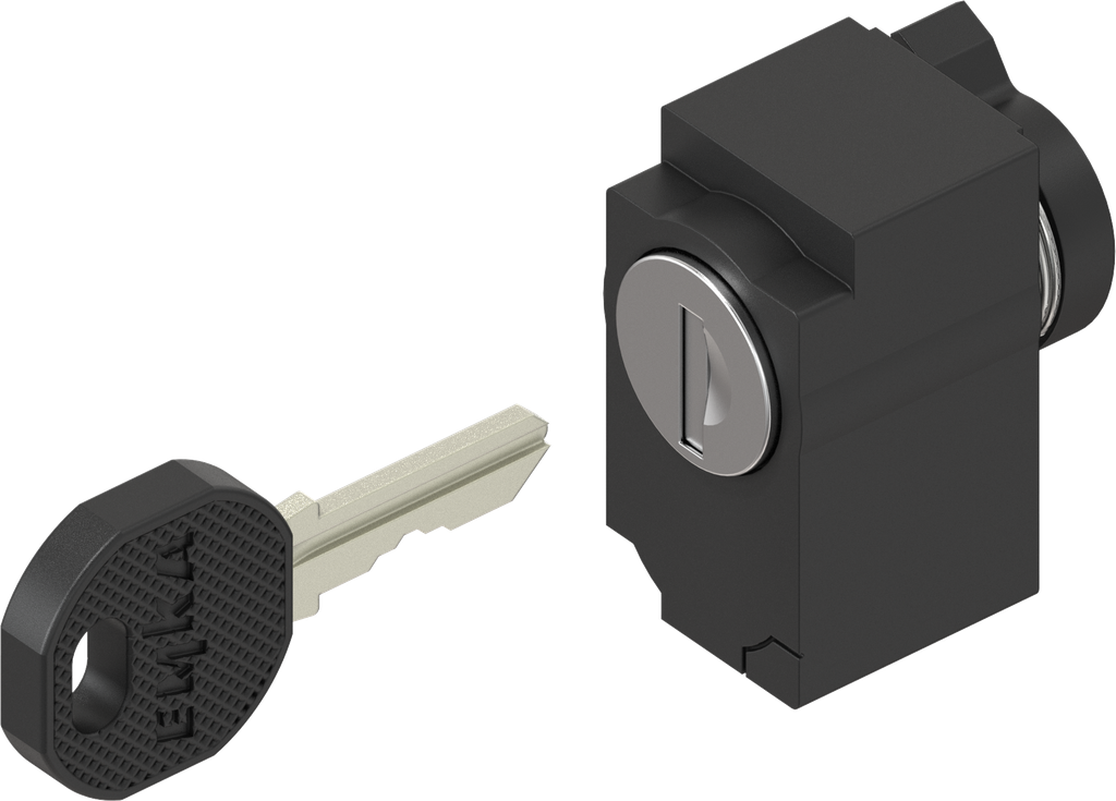 Locking set with round cylinder, keyed different, Polyamide GF black