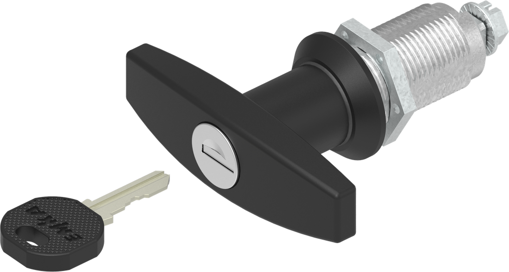 T-handle quarter turn, keyed EK 333, Zinc die and polyamide black