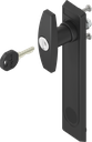 Escutcheon 2153 with T-handle, keyed different, Polyamide black and zinc die black powder-coated